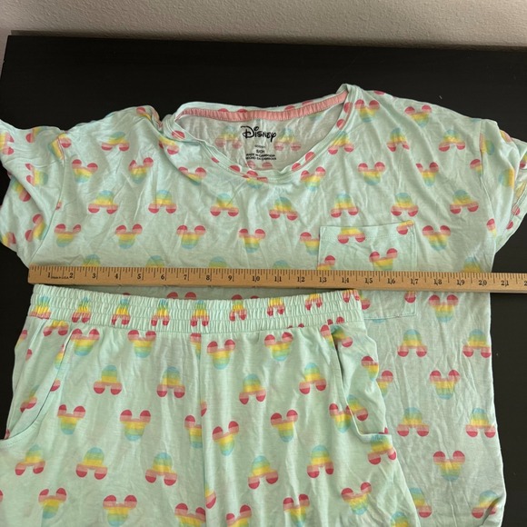 Disney Mickey Mouse Pajama Set Women's Small Blue Short Sleeve Pockets Sleepwear - Picture 9 of 9
